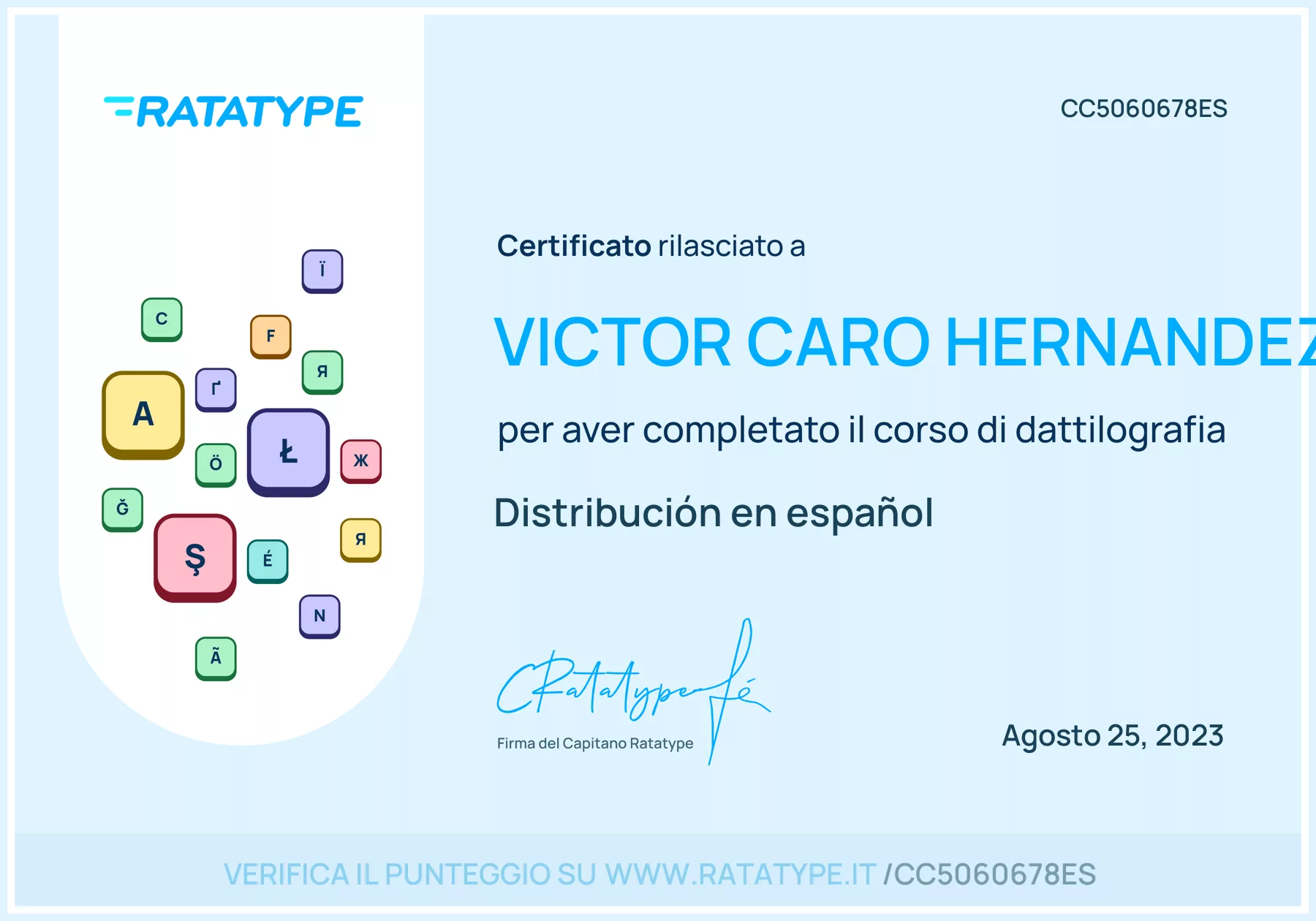 Ottieni il tuo certificato