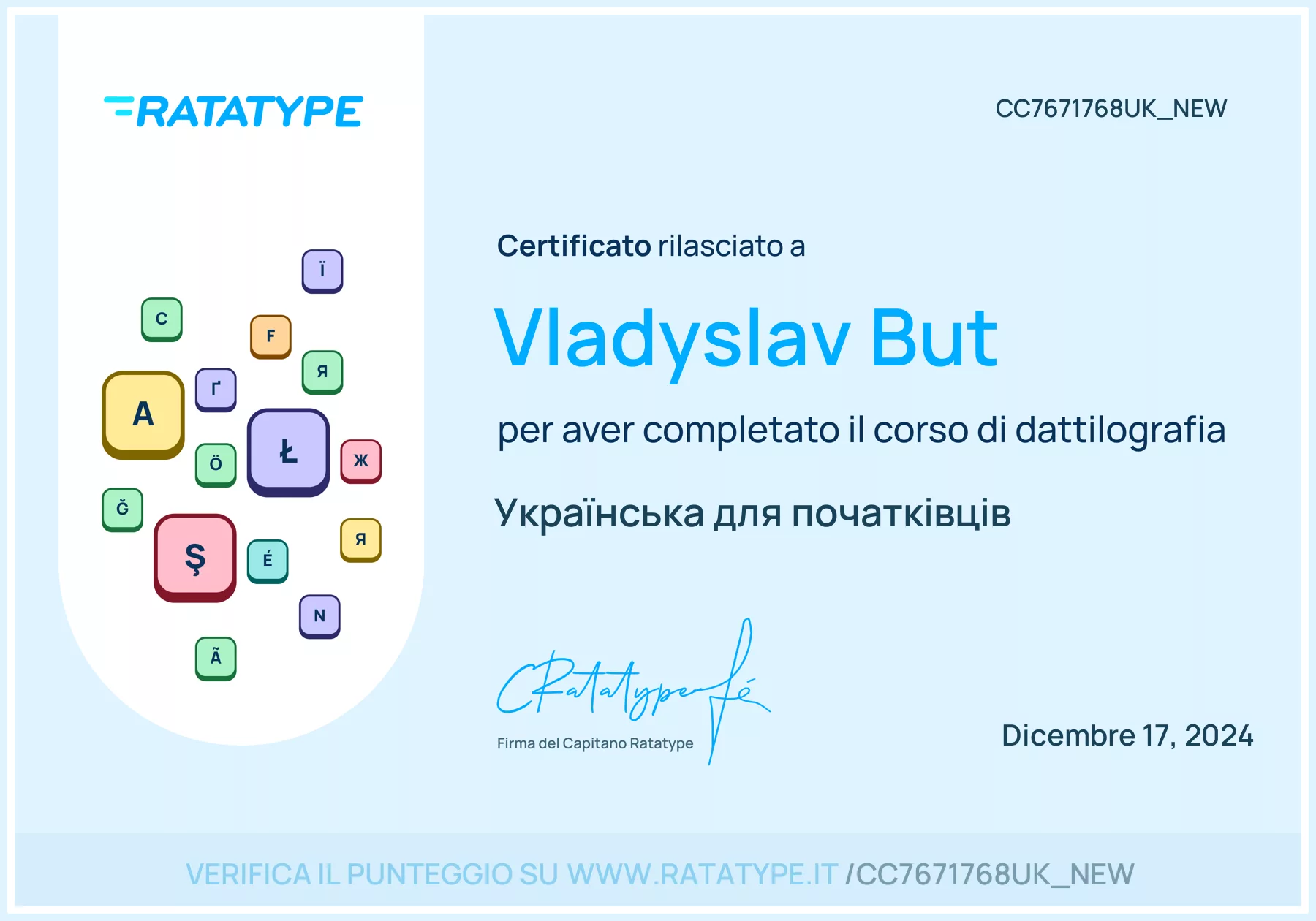 Ottieni il tuo certificato